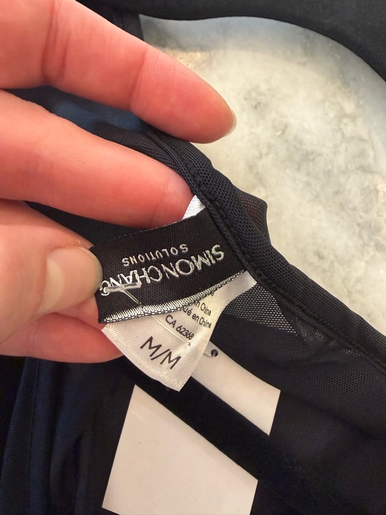 Simon Chang Sheer Black Cover Up Dress M 🖤 Plunge Layered Resort Chic BNWT - Picture 4 of 4